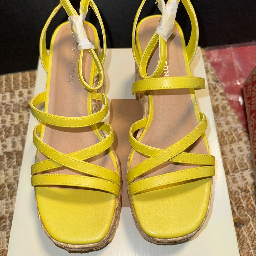 Sun + Stone Yellow Wedge Sandals